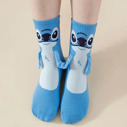 Stitch Hand In Hand Socks Cartoon Fun Fashion Versatile Soft Comfortable Cute Creative Adults children grip Socks toys gifts