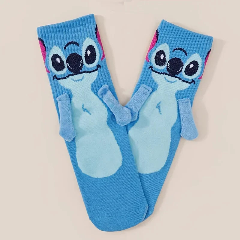 Stitch Hand In Hand Socks Cartoon Fun Fashion Versatile Soft Comfortable Cute Creative Adults children grip Socks toys gifts